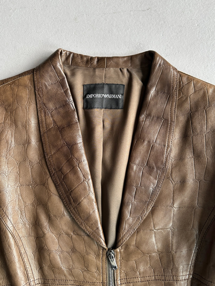 EMPORIO ARMANI - F/W 2008 TWO WAY ZIP LEATHER JACKET