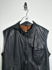 EMPORIO ARMANI - 1980s ZIPPED LEATHER BIKER VEST JACKET