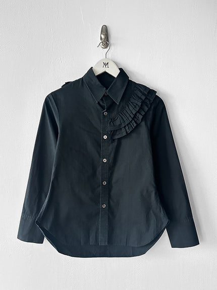 YOHJI YAMAMOTO Y'S - F/W 2016 SHIRT WITH RUFFLED YOKE OVER ONE SHOULDER AND BACK