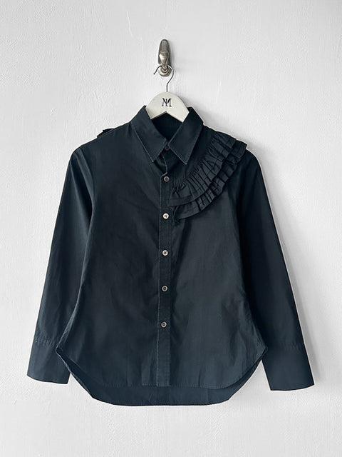 YOHJI YAMAMOTO Y'S - F/W 2016 SHIRT WITH RUFFLED YOKE OVER ONE SHOULDER AND BACK