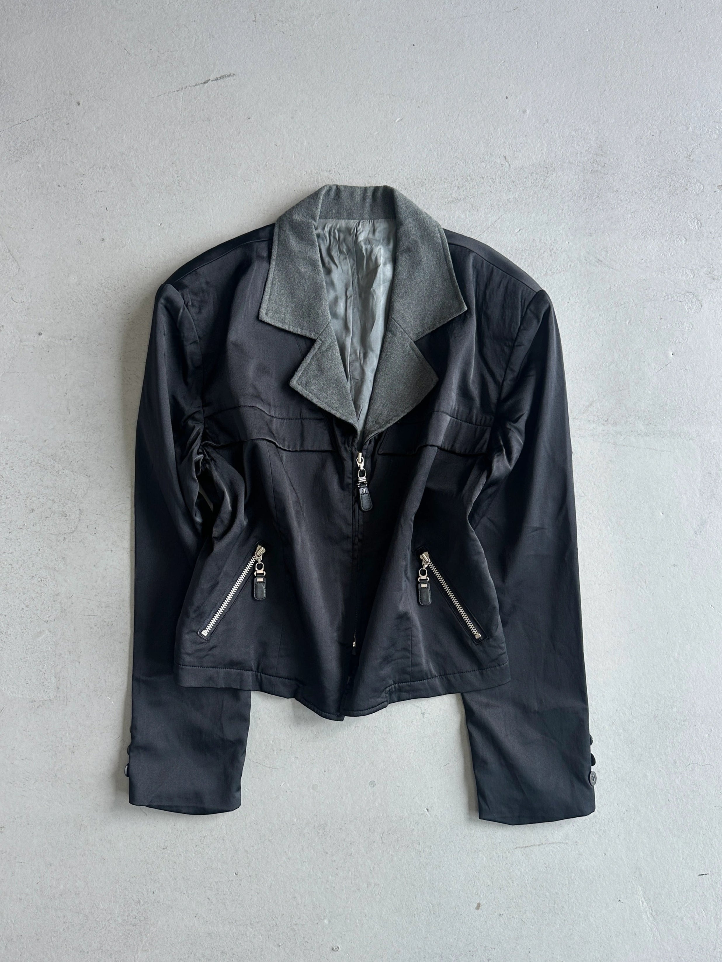JANNE FAURE - 1990s CROP FIT JACKET WITH WOOL COLLAR