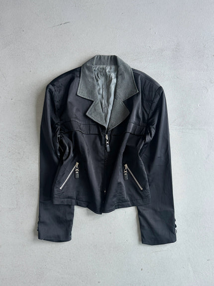 JANNE FAURE - 1990s CROP FIT JACKET WITH WOOL COLLAR