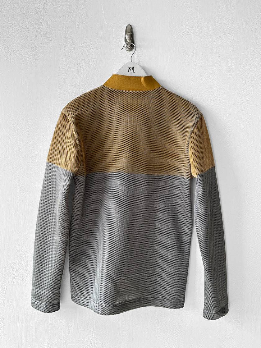 EMPORIO ARMANI - F/W 2013 PERFORATED V NECK TECHNICAL LONG SLEEVE TOP