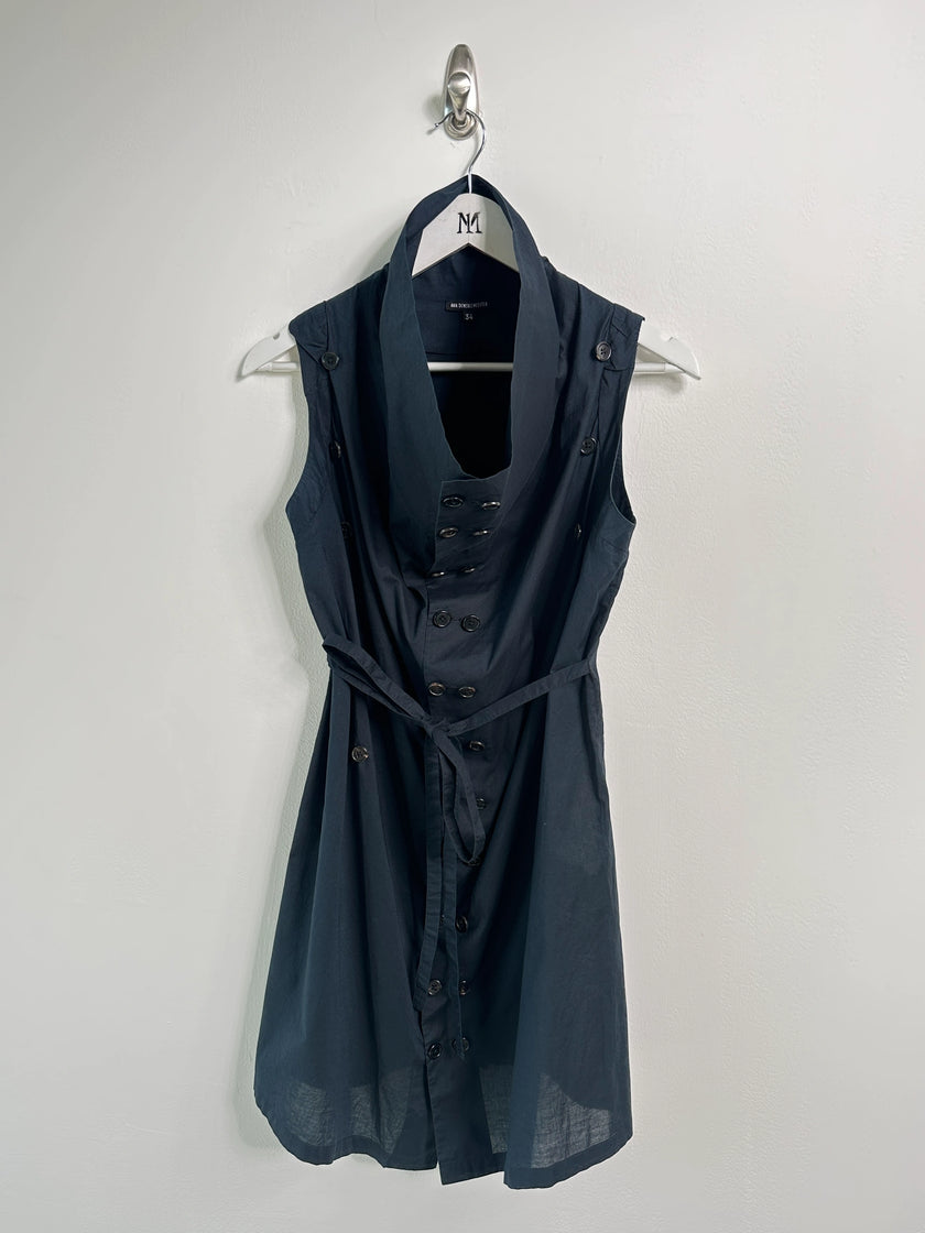 ANN DEMEULEMEESTER - F/W 2009 TRIPLE BUTTON DETAILING COTTON DRESS