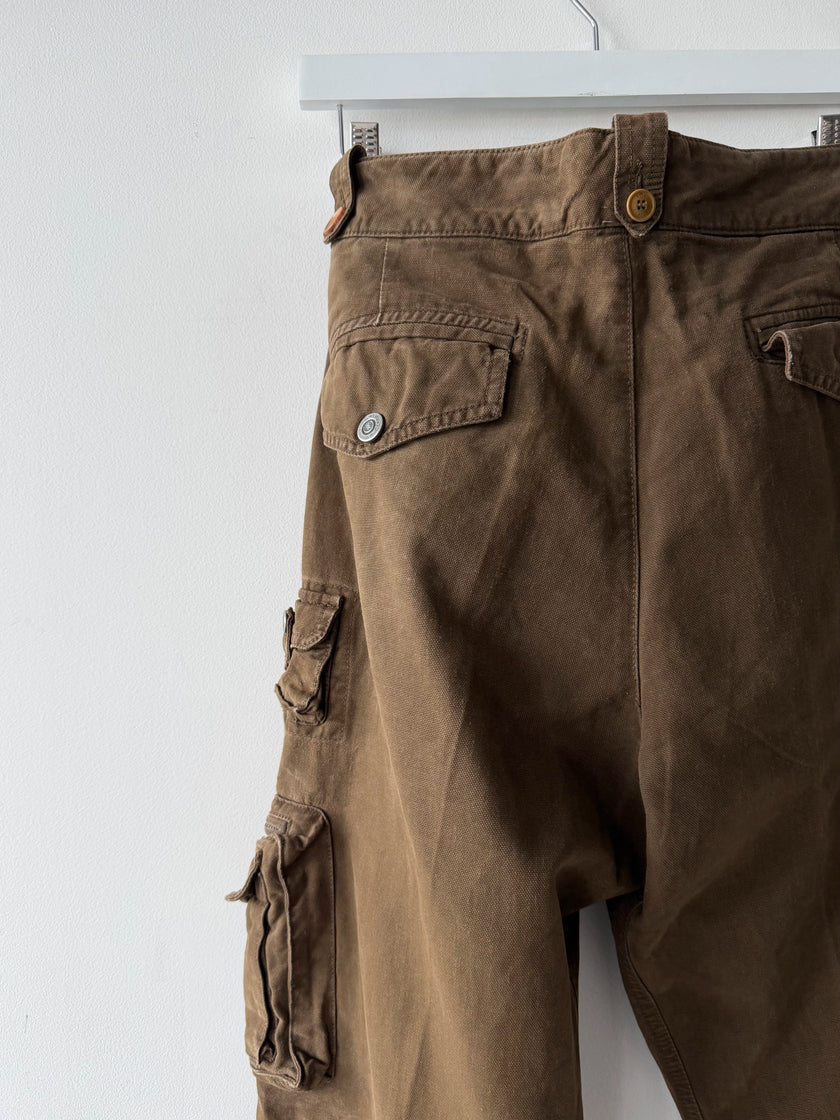 CERRUTI 1881 - 1980s DISTRESSED CARGO TROUSERS