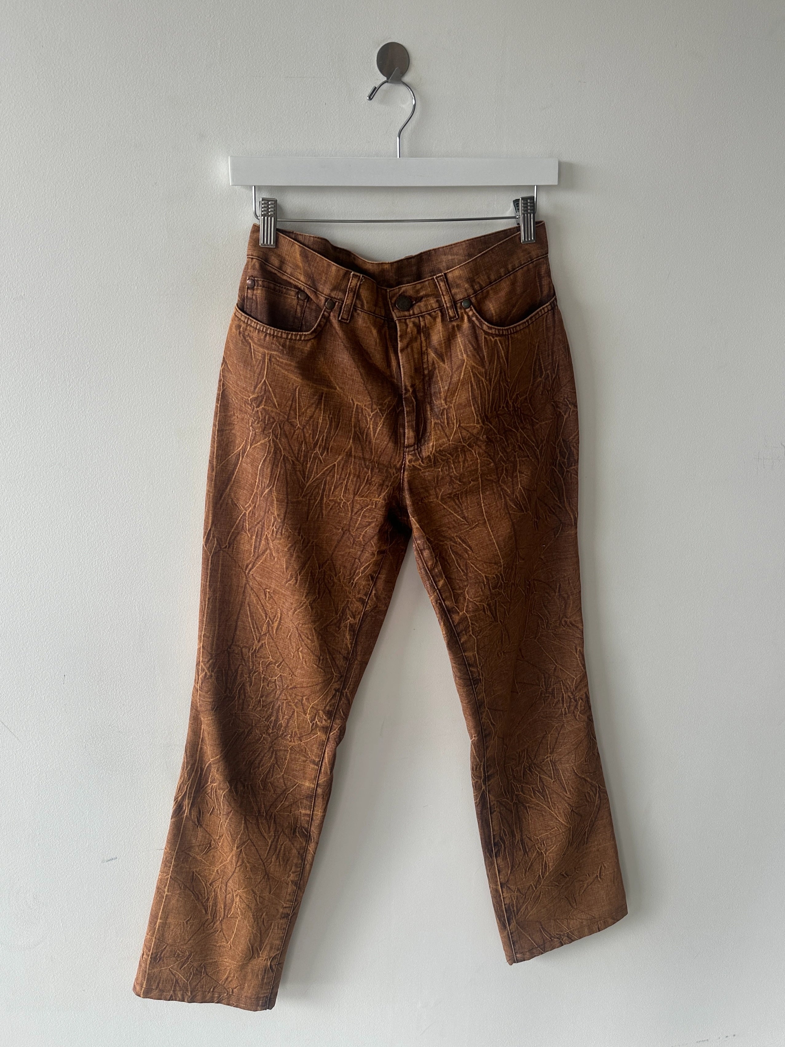 KENZO - 1980s DENIM TROUSERS WITH CRINKLED EFFECT WASH