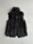 ARMANI JEANS - 2000s FAUX FUR OPEN GILET