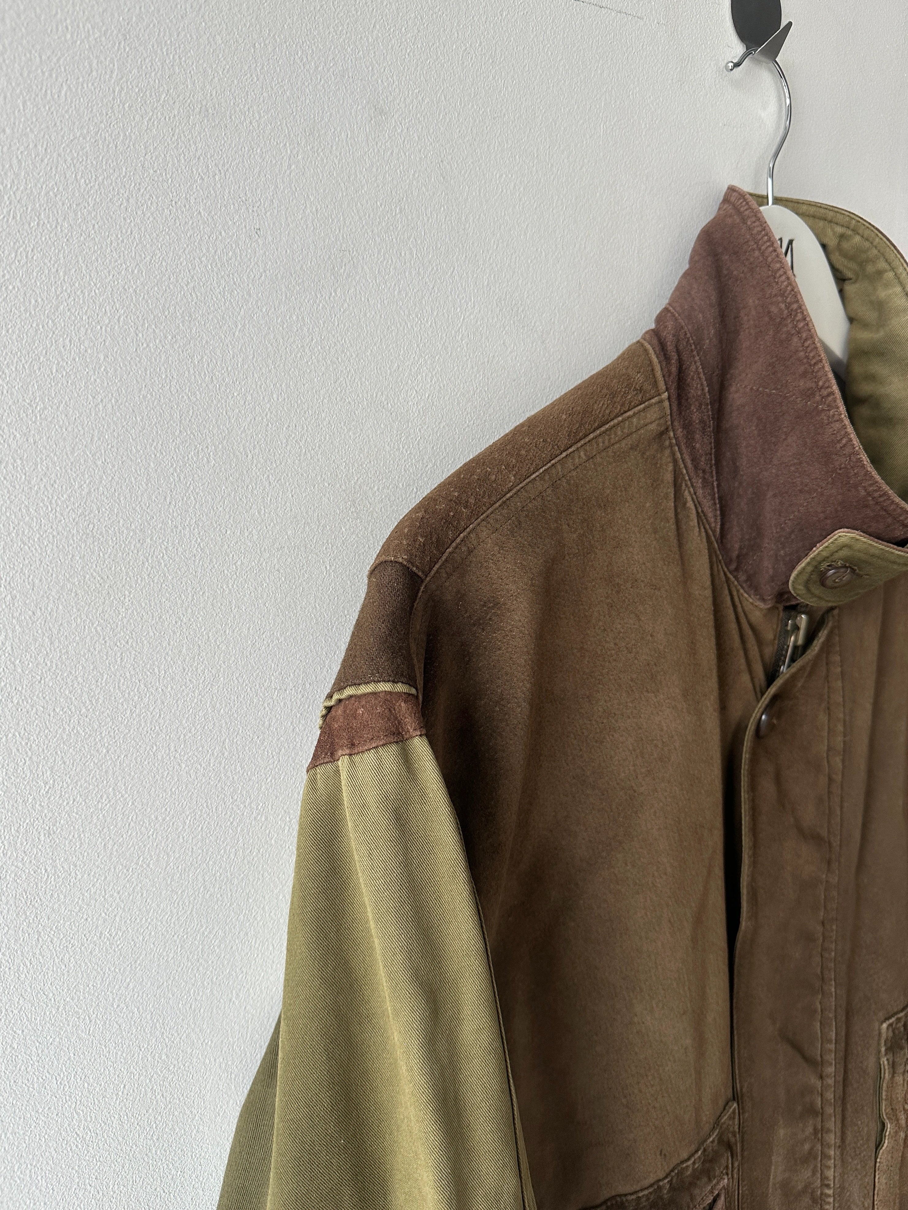 FRENCH LABEL 1980s PANELED BOMBER JACKET WITH SUEDE FRONT