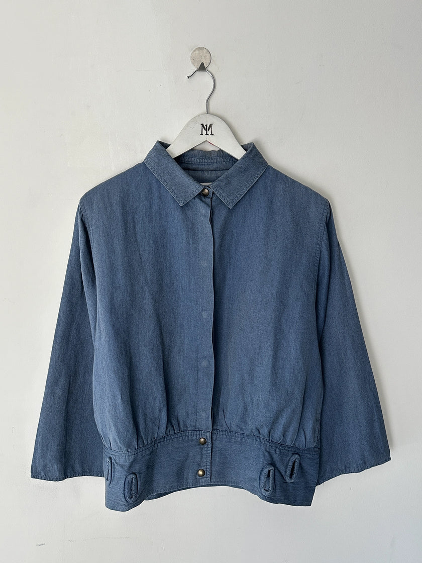 ITALIAN LABEL 1980s LINEN JACKET WITH PANELED WAISTABAND