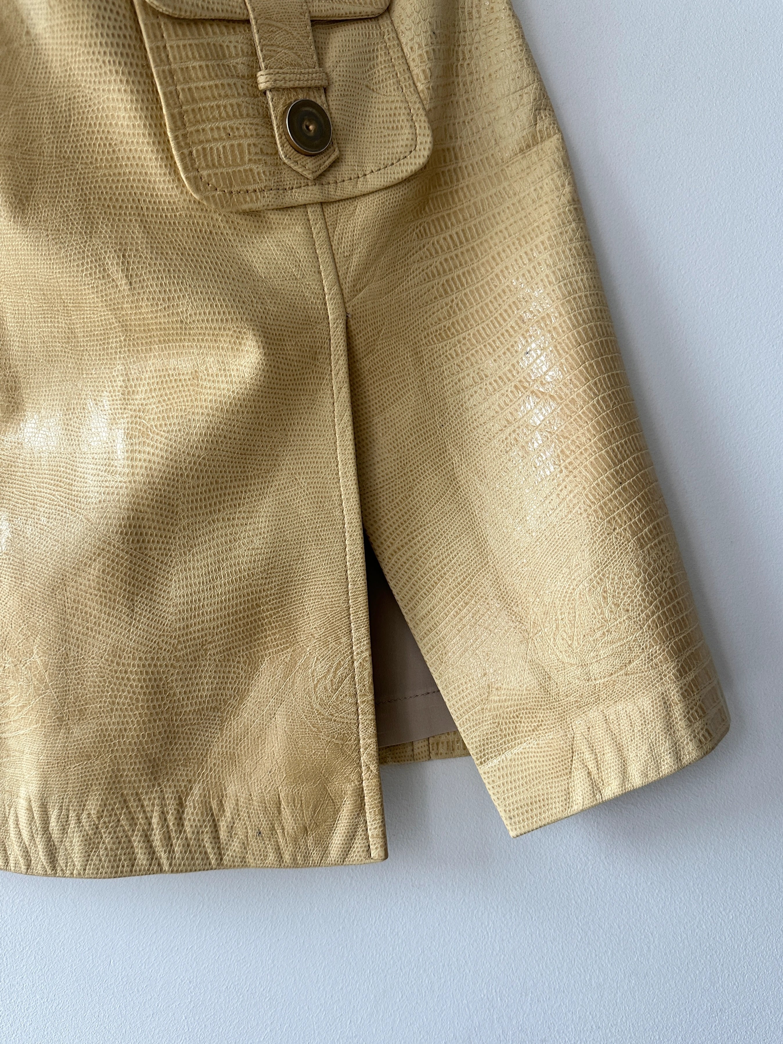 DOLCE & GABBANA - S/S 2004 EMBOSSED LEATHER MINI SKIRT