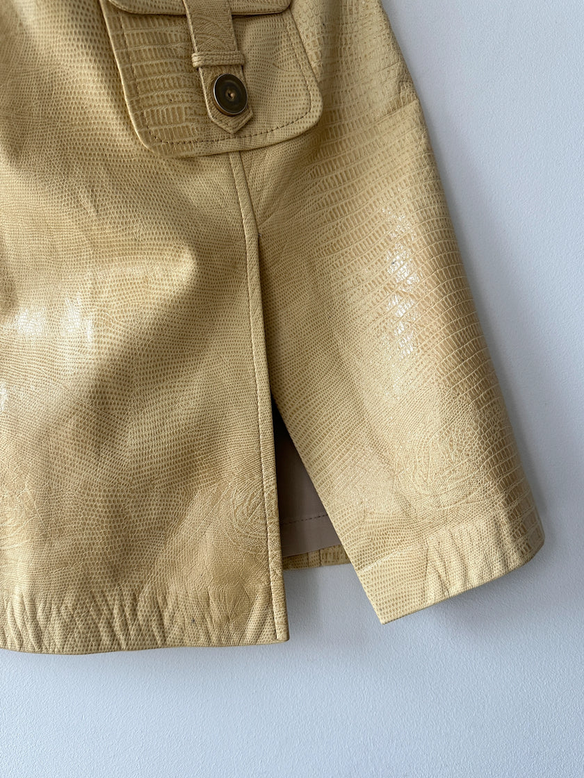DOLCE & GABBANA - S/S 2004 EMBOSSED LEATHER MINI SKIRT
