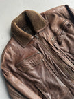 GIANNI VERSACE - 1980s LEATHER AVIATOR BOMBER JACKET WITH SHEARLING COLLAR