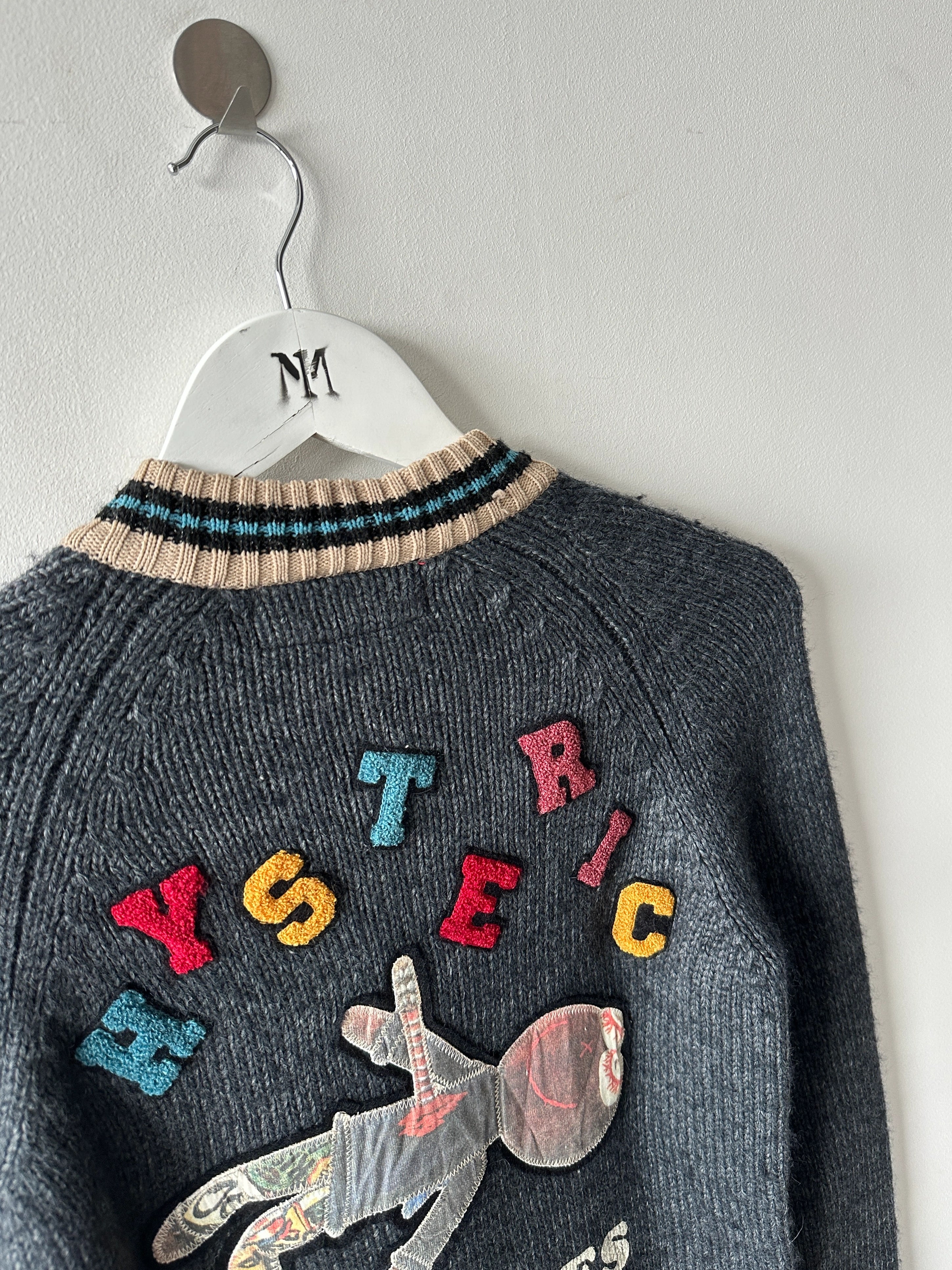HYSTERIC GLAMOUR  - 2000s CHUNKY KNIT VARSITY CARDIGAN
