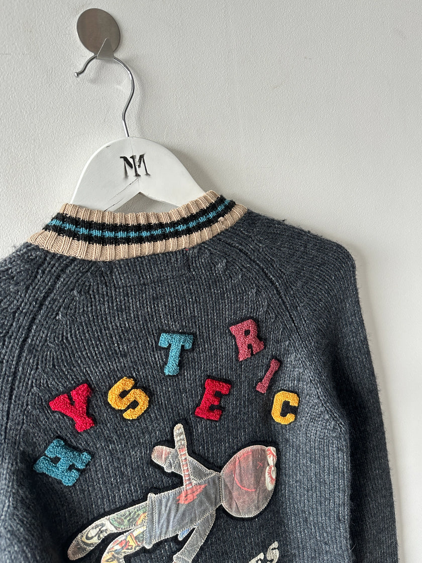 HYSTERIC GLAMOUR  - 2000s CHUNKY KNIT VARSITY CARDIGAN
