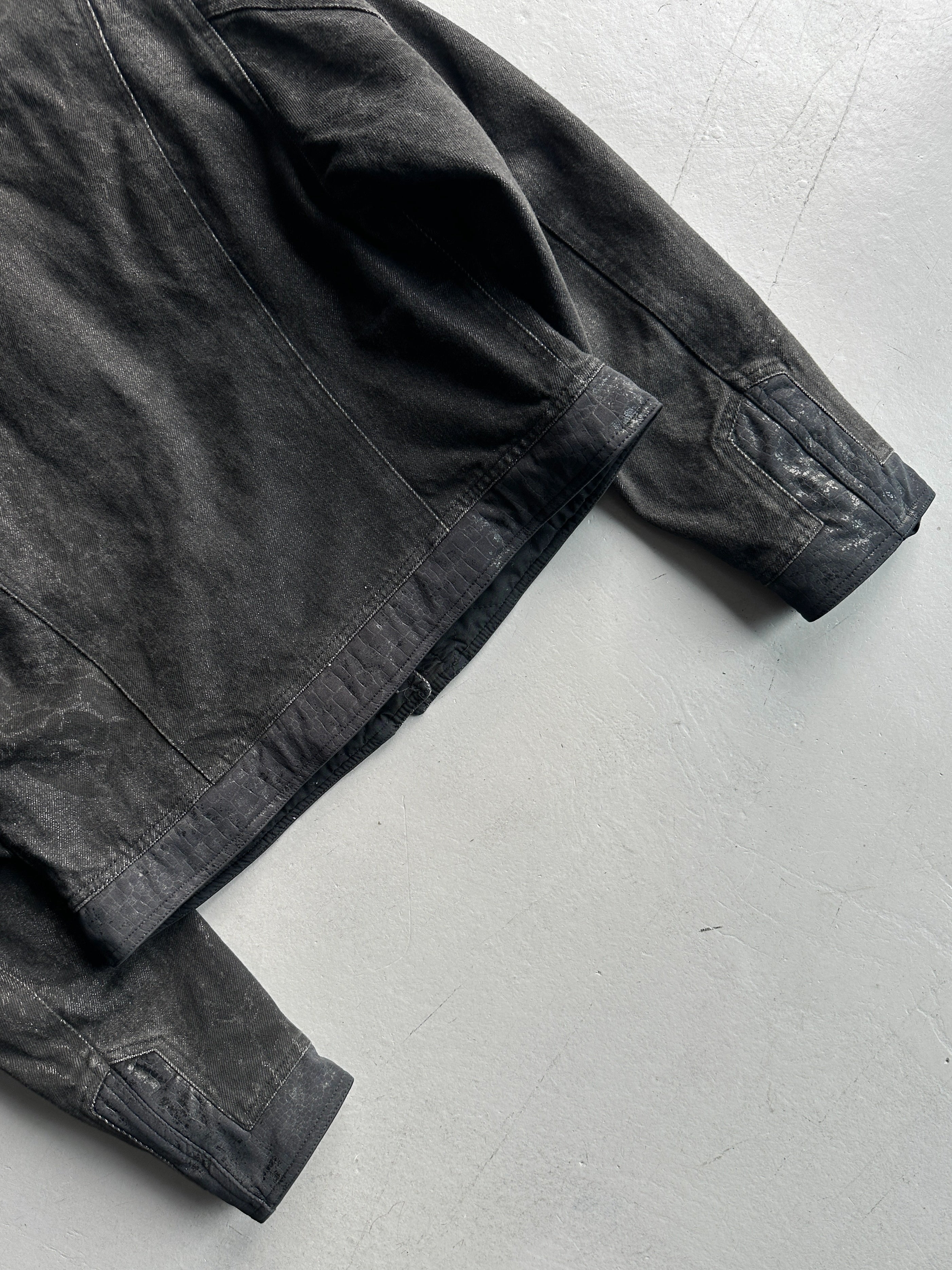 MOSCHINO - 1980s COLLARLESS CROP FIT PADDED DENIM JACKET