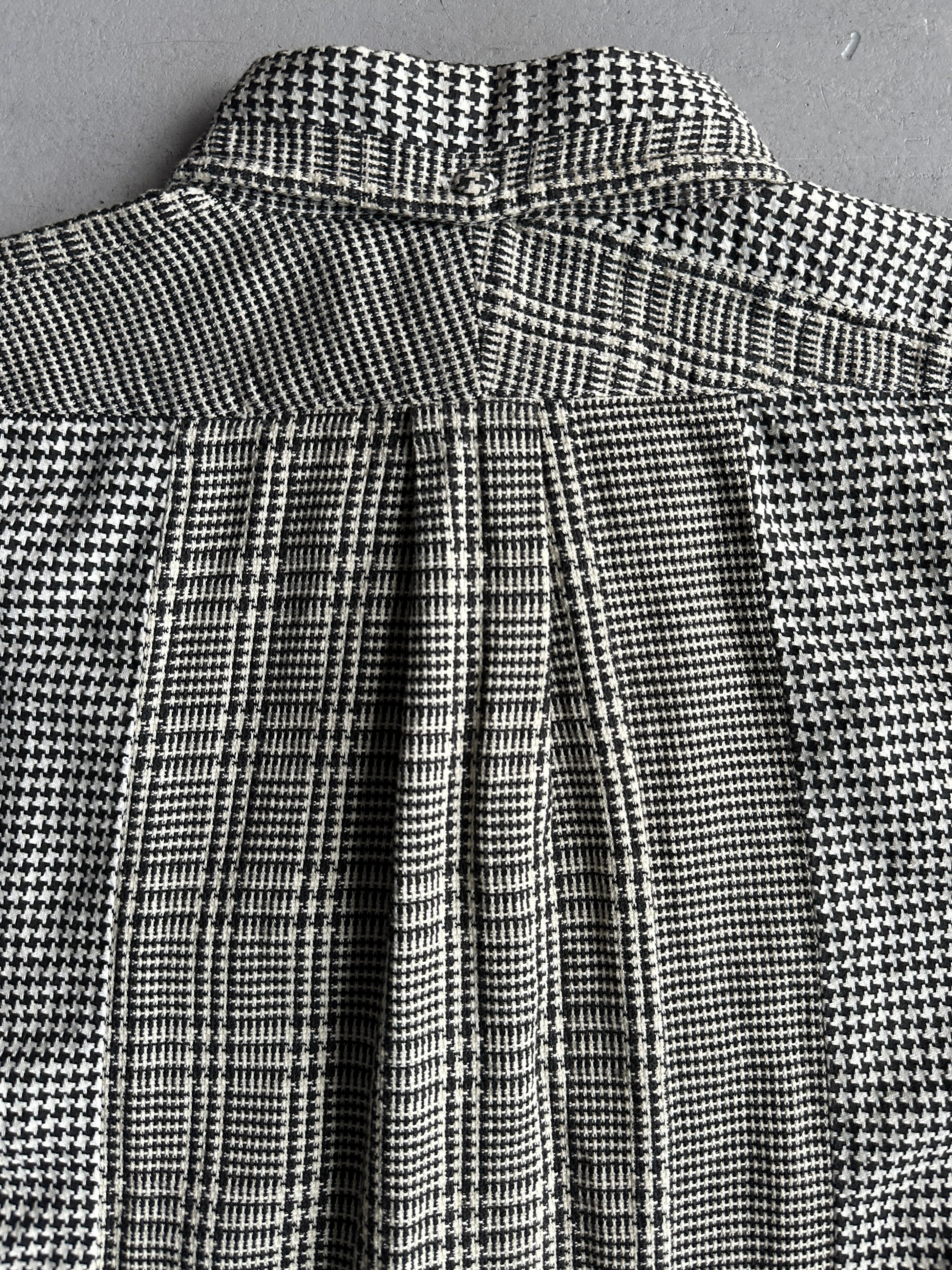 JAPANESE LABEL 1990s HOUNDSTOOTH AND PLAID LONG SLEEVE SHIRT