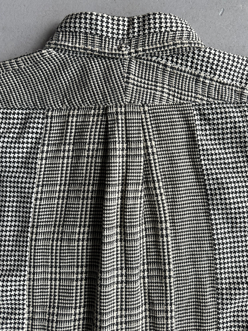 JAPANESE LABEL 1990s HOUNDSTOOTH AND PLAID LONG SLEEVE SHIRT