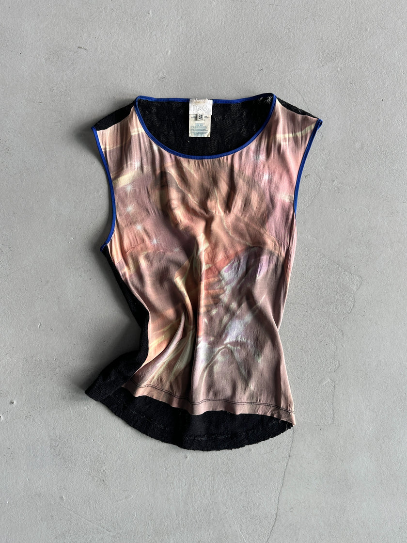 DOLCE & GABBANA - S/S 1998 VIRGIN MARY PRINT MESH BACK VEST TOP