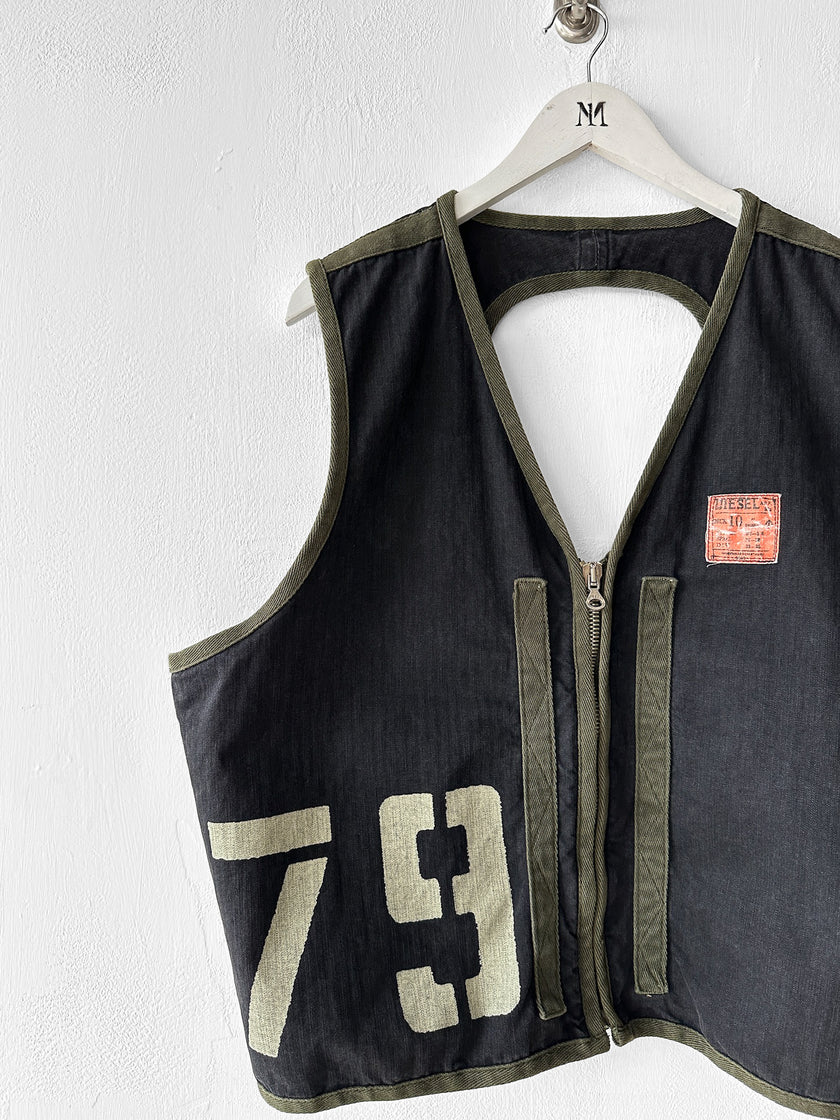 DIESEL - 1980s 2 in 1 BOMBER JACKET WITH LAYERED ZIPPED VEST