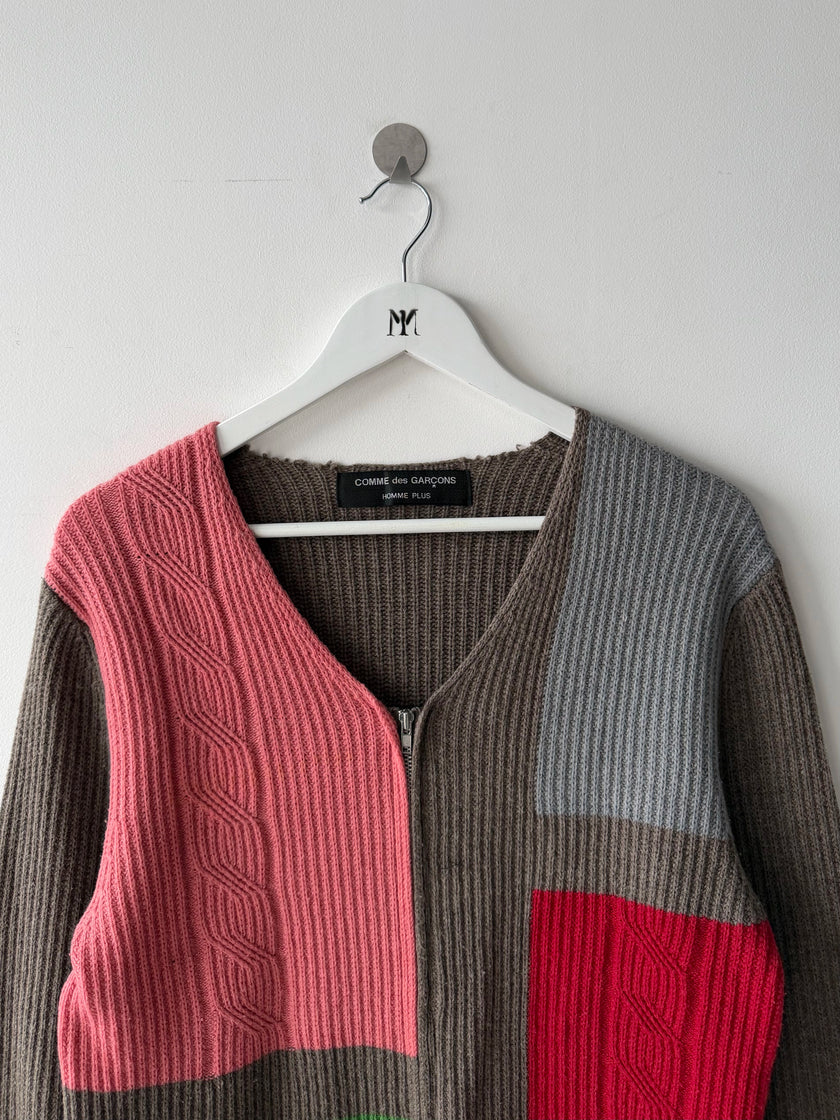 COMME DES GARÇONS - F/W 2000 COLOUR BLOCK ZIPPED KNIT CARDIGAN