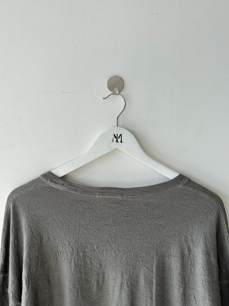 ISSEY MIYAKE - 1990s LOOSE FIT CREW NECK CRINKLED LONG SLEEVE TOP