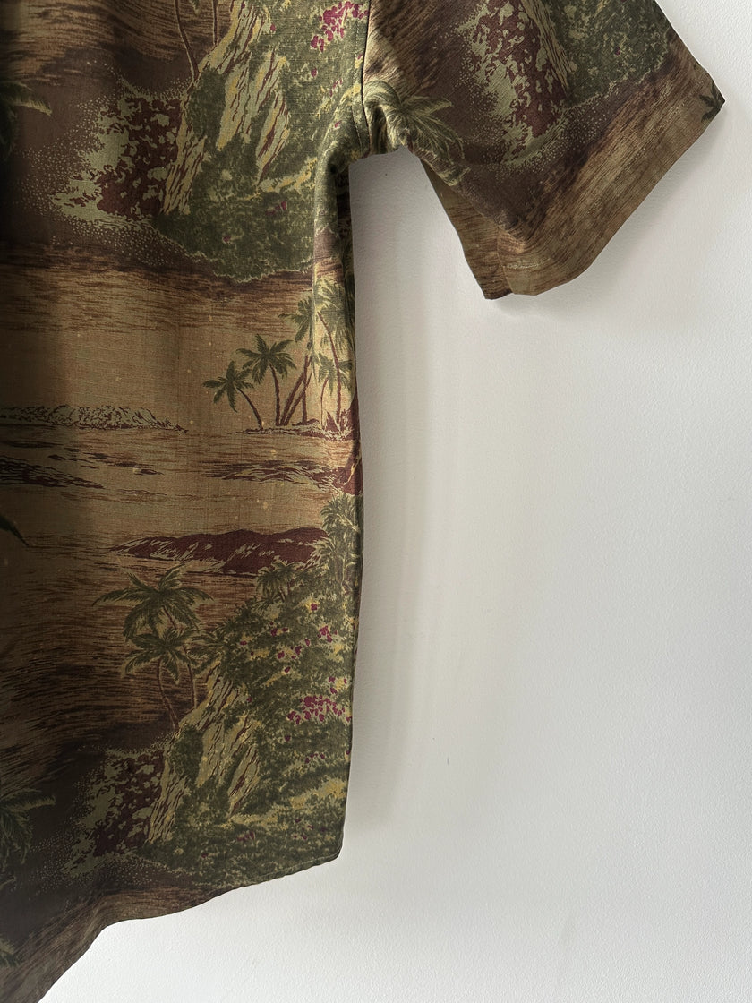 A.P.C. - S/S 2004 TROPICAL PRINT TEXTURED SHORT SLEEVE SHIRT