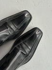 ITALIAN LABEL 2000s LEATHER BOOTS WITH APRON STITCHING