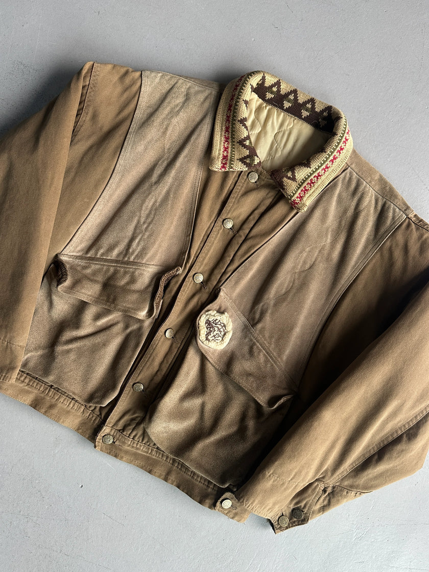 DIESEL - 1980s BOMBER JACKET WITH LAYERED SUEDE PANEL FRONT