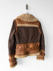 ITALIAN LABEL 1980s PANELLED JACKET WITH LEATHER PANELS AND SHEARLING COLLAR AND TRIMS