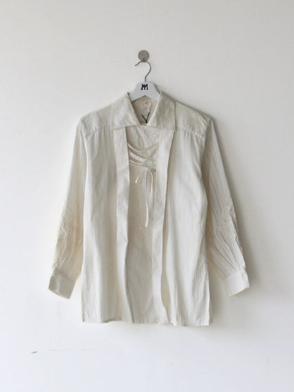 ESCADA - 1980s EMBROIDERED PLEATED BLOUSE