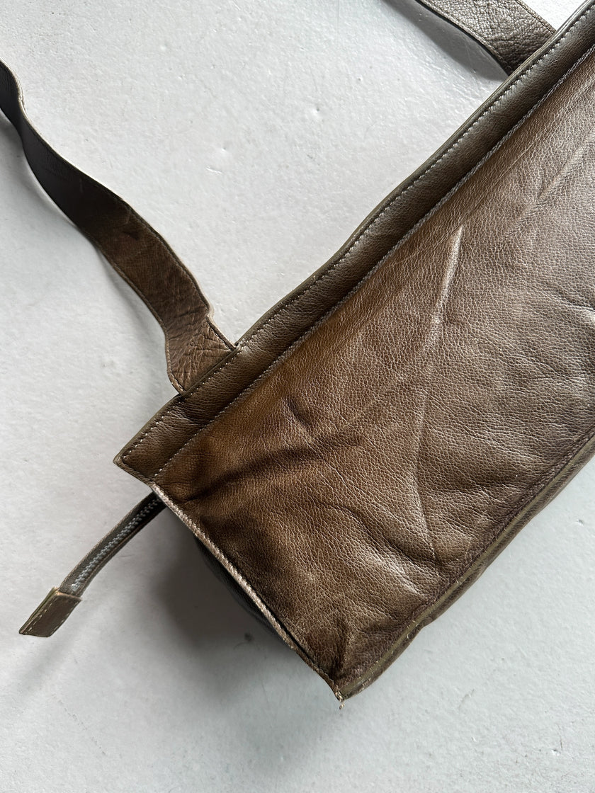 KRIZIA - 1990s LEATHER SILHOUETTE SHOULDER BAG