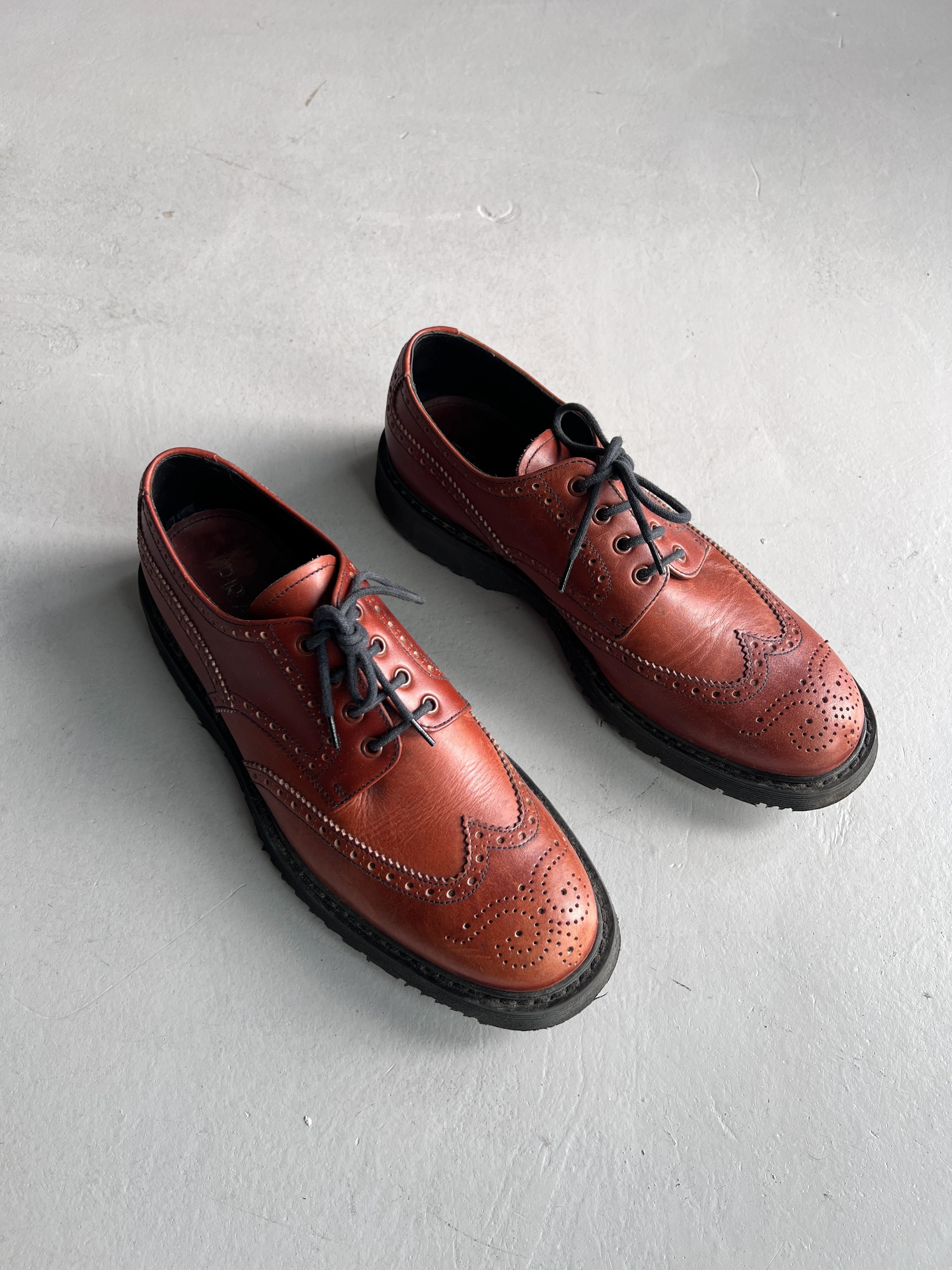 PRADA - 2000s LEATHER BROGUE SHOES