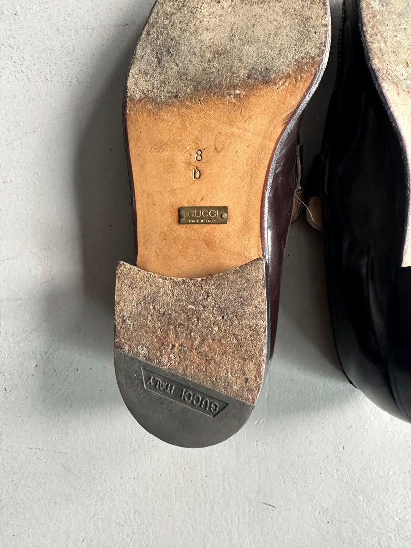 GUCCI - 1980s SQUARE TOE HORSEBIT LOAFERS