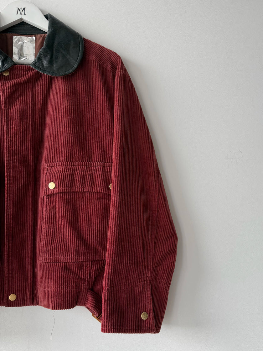 JAPANESE LABEL - 1990s CORDUROY JACKET WITH CONTRASTING LEATHER COLLAR