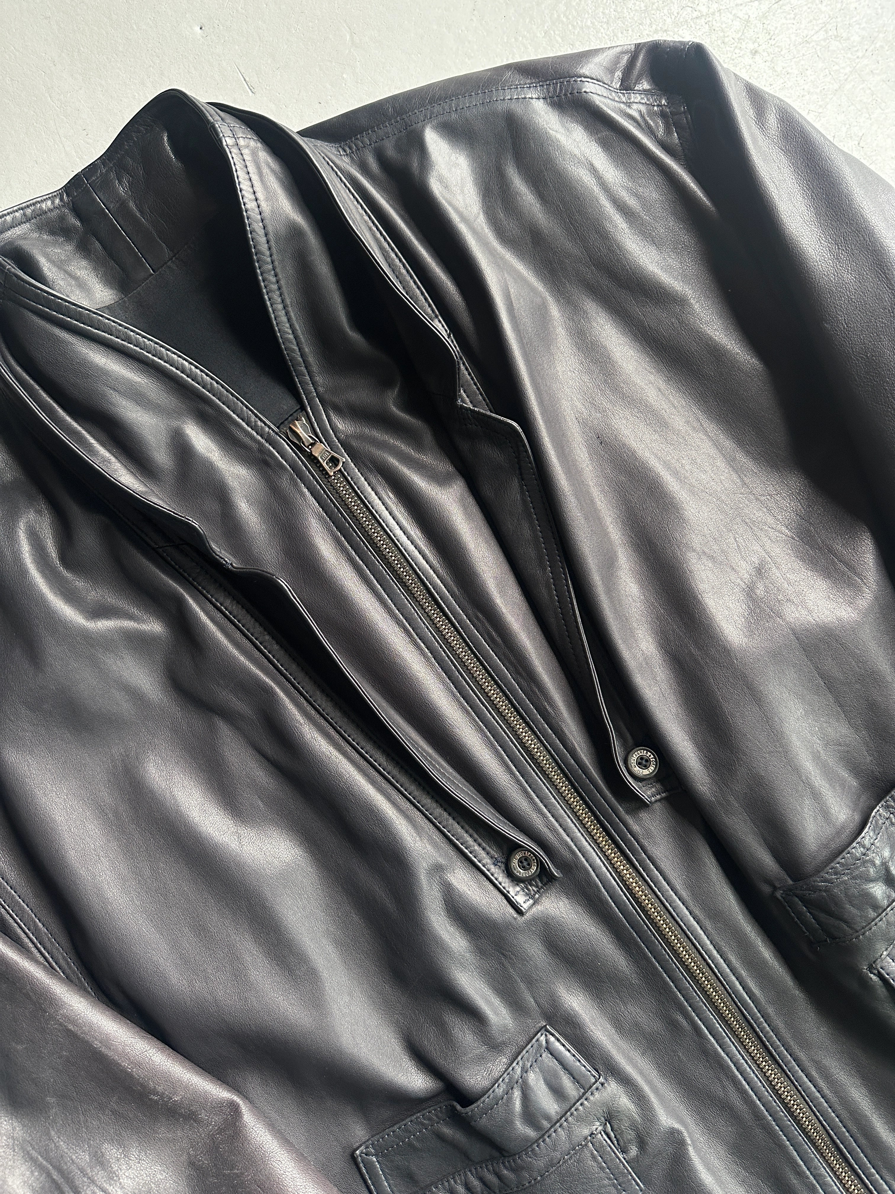 MARITHÉ + FRANÇOIS GIRBAUD X COMPAGNIE DES MONTAGNES & DES FORETS - 1980s LAYERED FRONT LEATHER JACKET