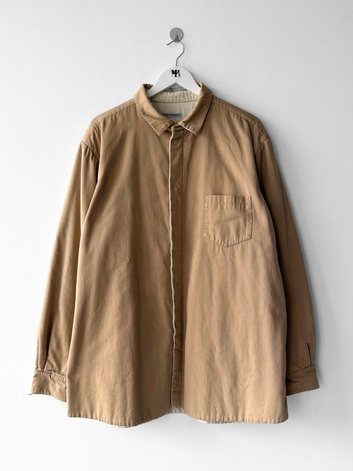 EMPORIO ARMANI - 1980s TEXTURED SHIRT WITH CONTRASTING LINING AND UNDER COLLAR