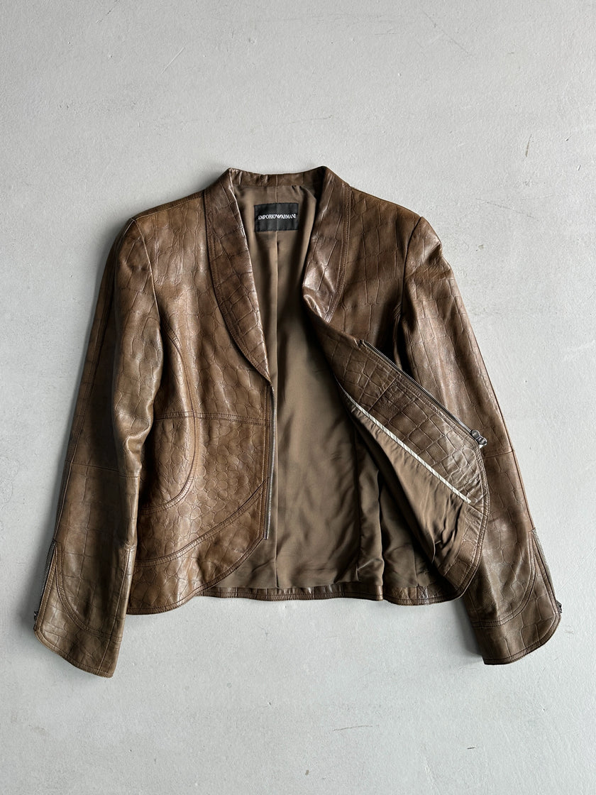 EMPORIO ARMANI - F/W 2008 TWO WAY ZIP LEATHER JACKET