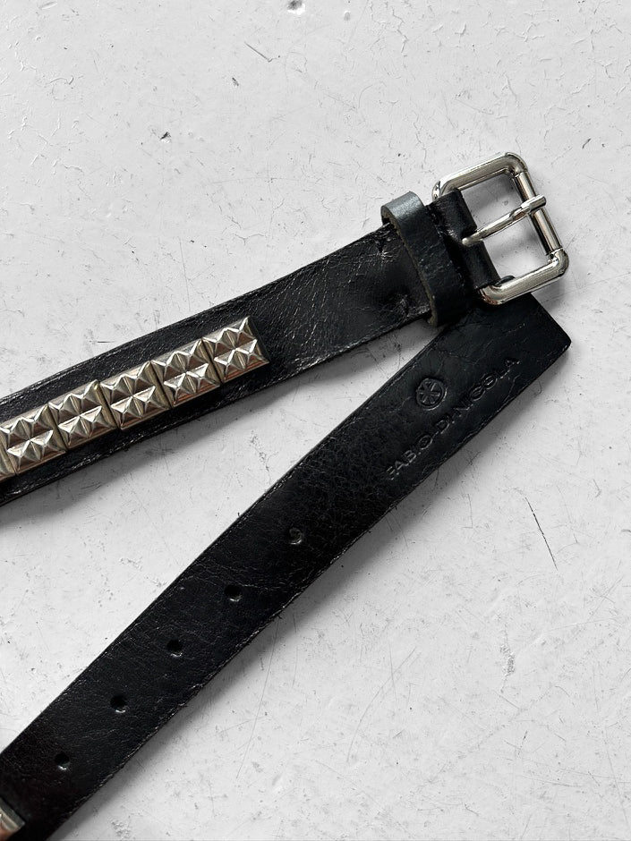 ITALIAN LABEL 2000s LEATHER BELT WITH PYRAMID STUDS
