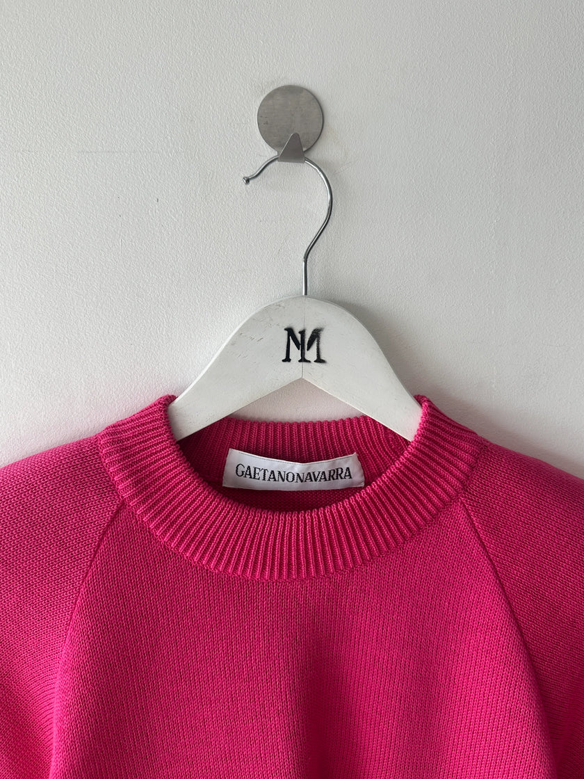 GAETANO NAVARRA - 1990s CROP FIT KNIT TOP WITH V CUT HEM