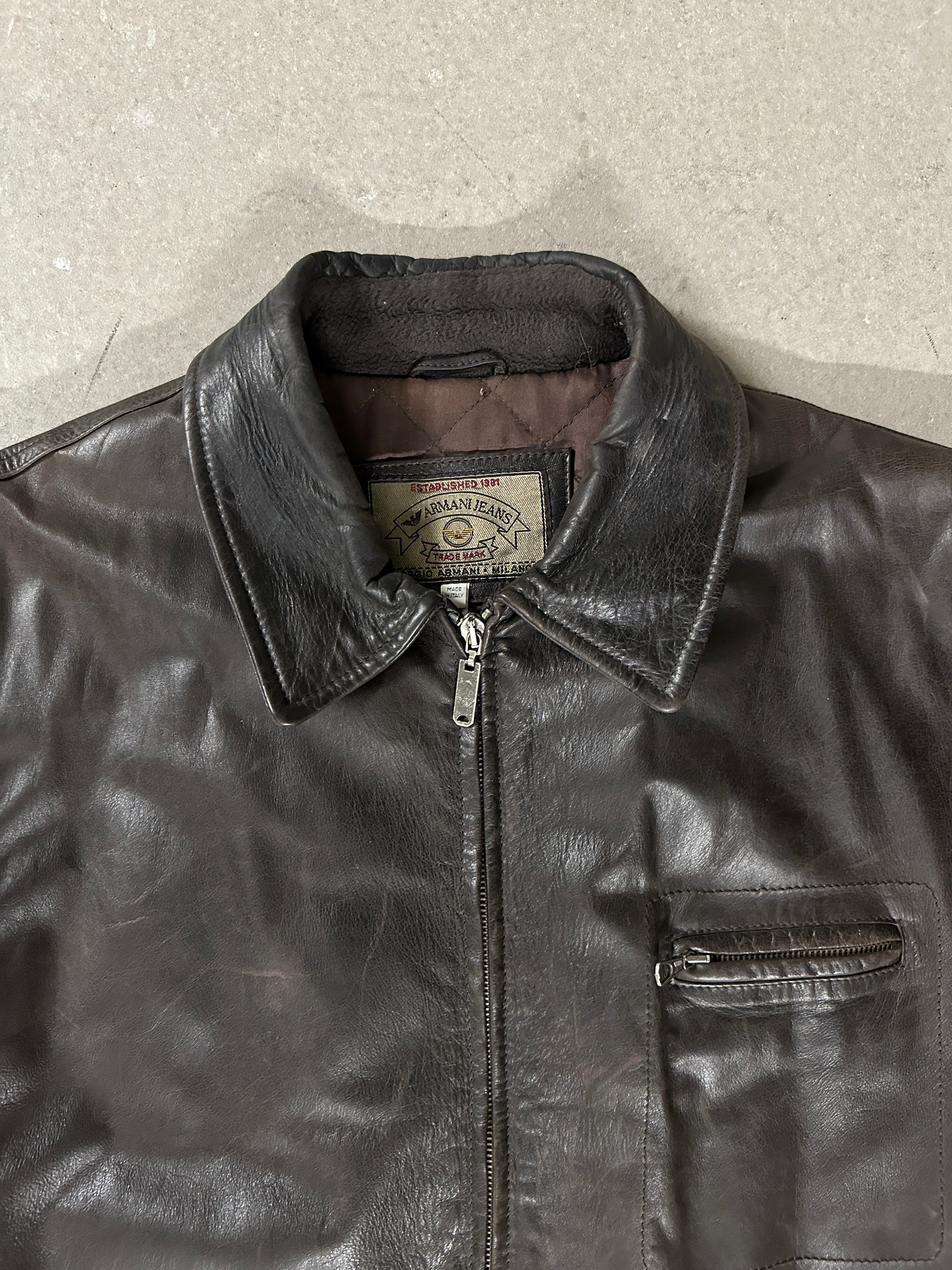 ARMANI JEANS - 1990s LEATHER JACKET