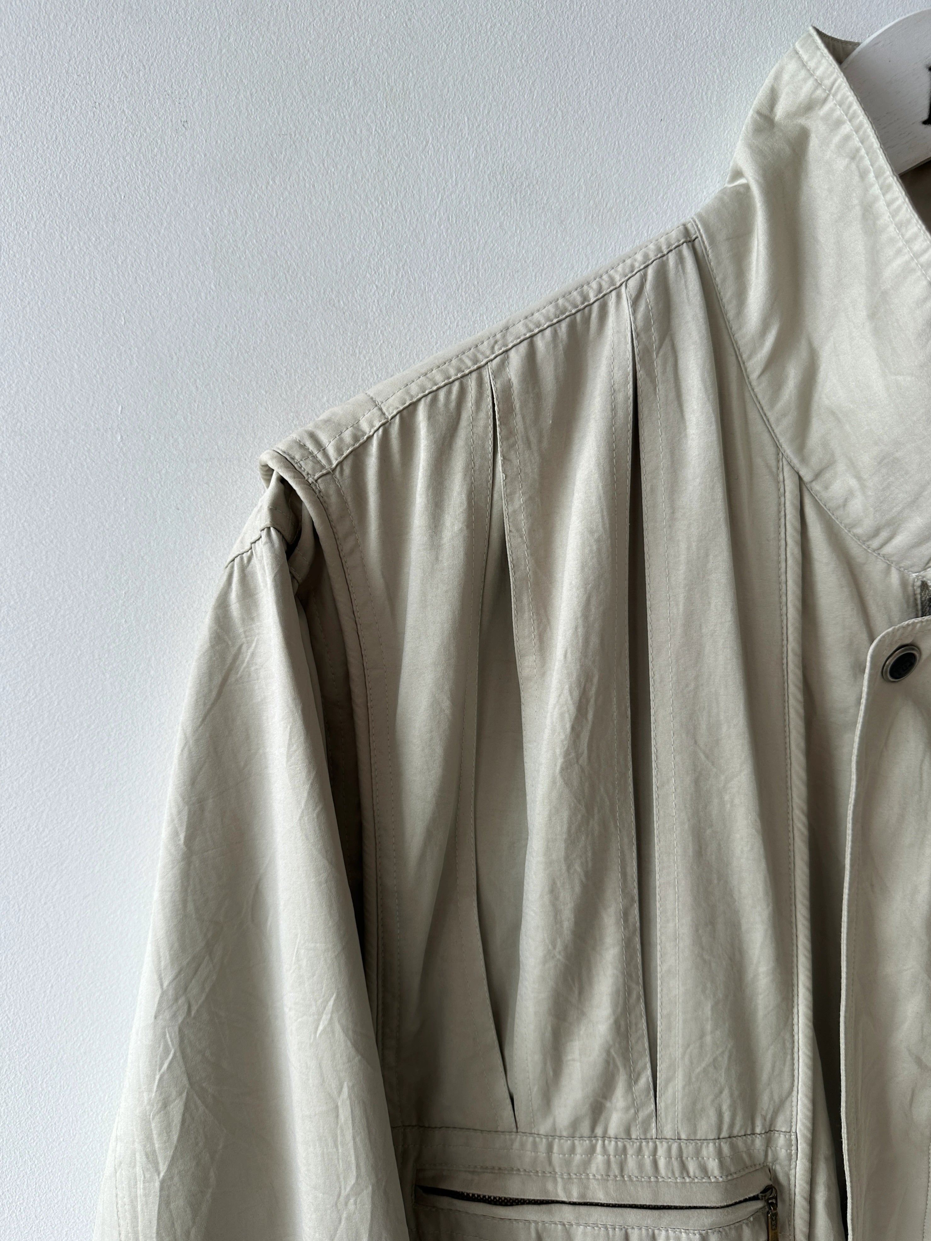 NO LABEL 1980s BOMBER JACKET WITH PLEATED FRONT DETAILS