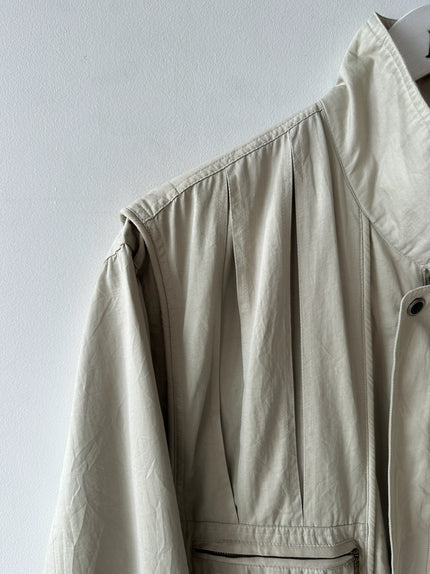 NO LABEL 1980s BOMBER JACKET WITH PLEATED FRONT DETAILS