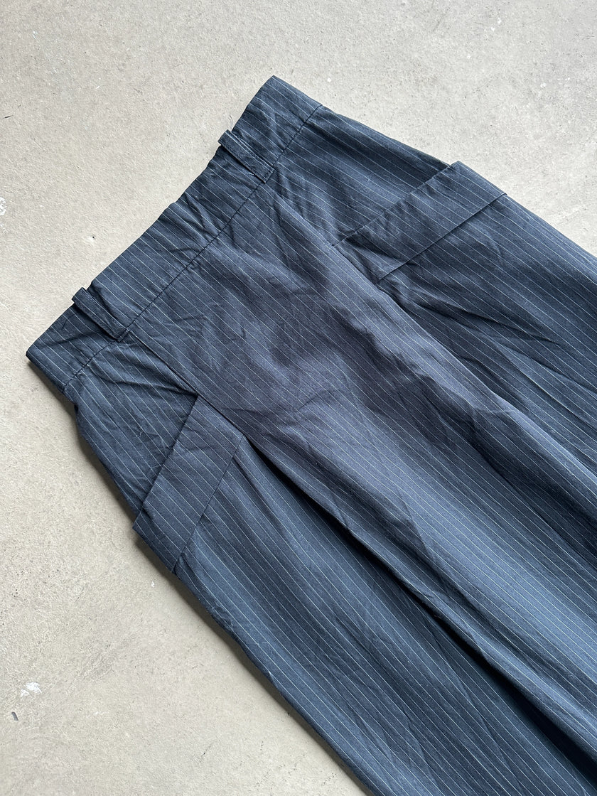 YOHJI YAMAMOTO Y's - 1990s  PINSTRIPED SKIRT WITH WRAP AROUND POCKETS