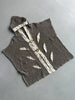 1990s OPEN KNIT HOODED CARDIGAN WITH LINEN DETAILS