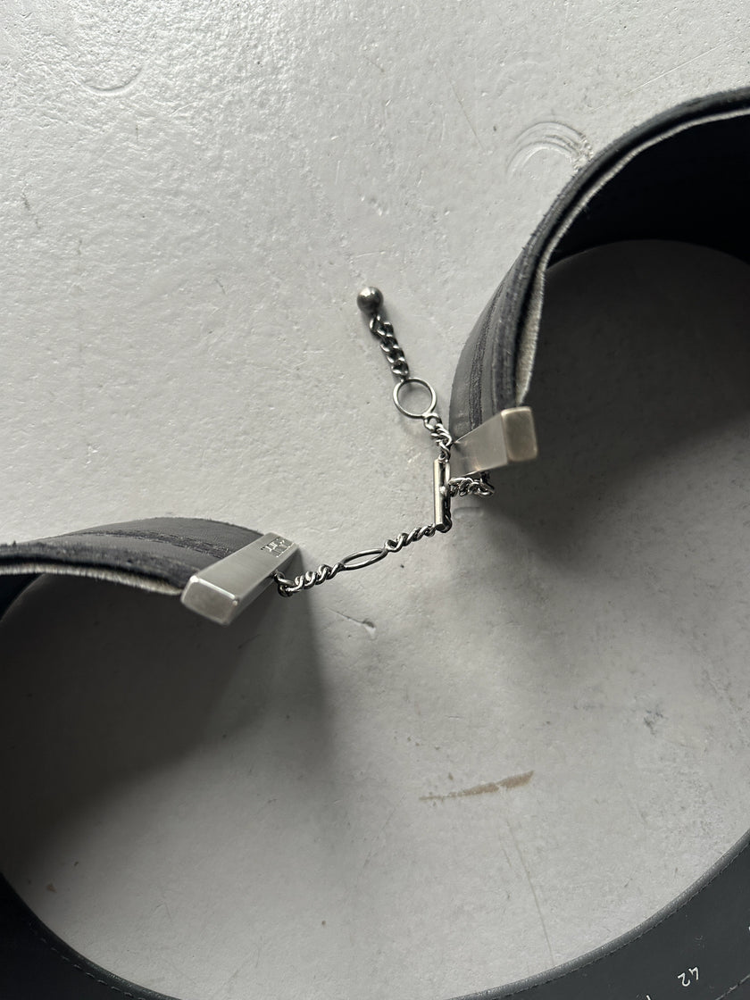 DIRK BIKKEMBERGS - S/S 1998 WIDE LEATHER BELT WITH METAL CHARM DETAIL