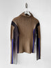ISSEY MIYAKE - early 1990s PLEATED LONG SLEEVE TOP WITH COLOUR BLOCK SLEEVE