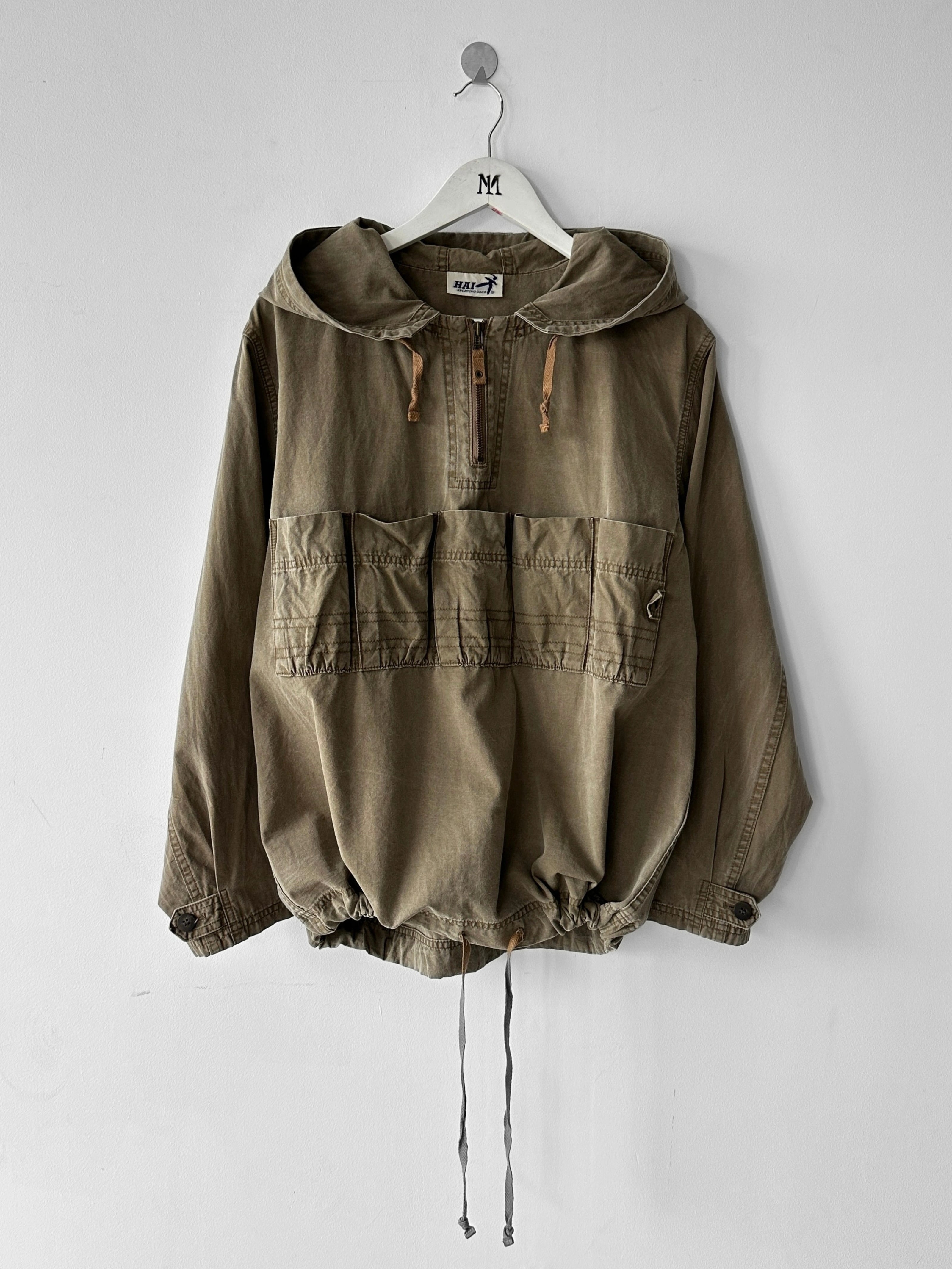 ISSEY MIYAKE HAI - 1980s COTTON HOODIE WITH FRONT POCKETS