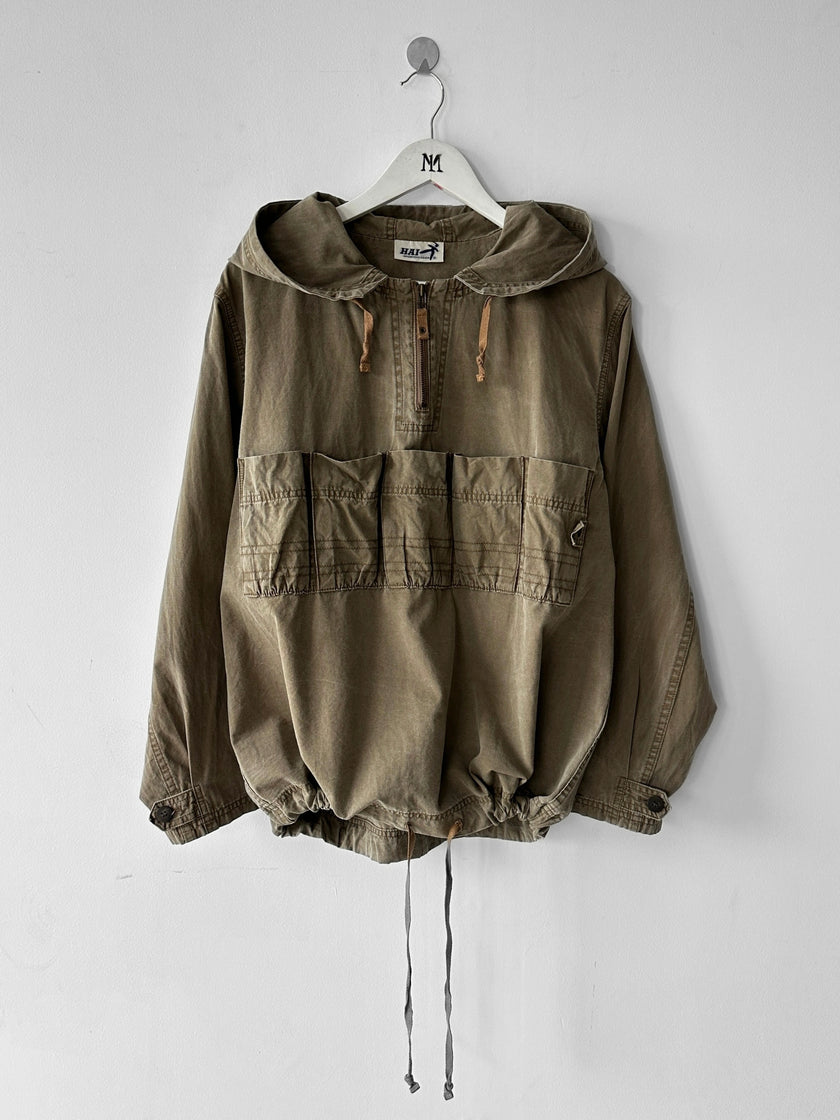 ISSEY MIYAKE HAI - 1980s COTTON HOODIE WITH FRONT POCKETS
