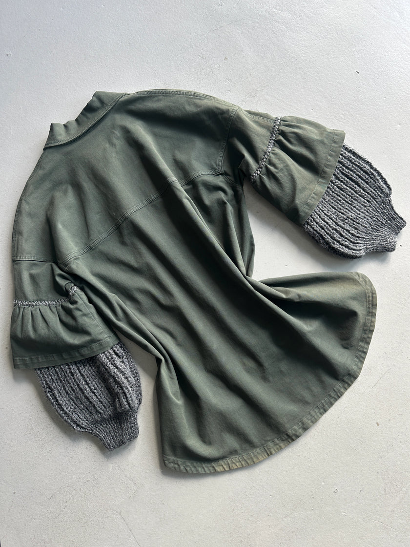 1990s ASYMMETRICAL SHIRT WITH WOOL LAYERED SLEEVE