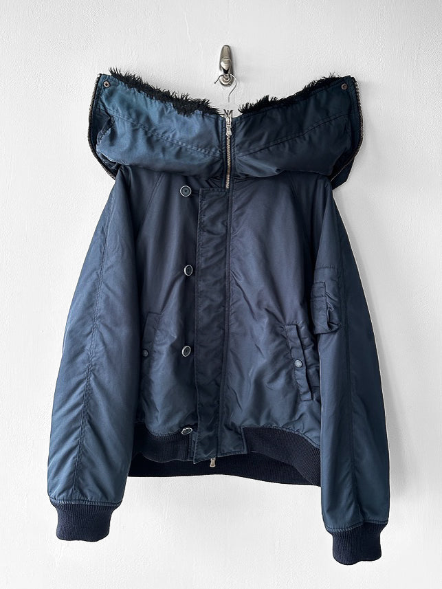 VERSACE - F/W 2003 NYLON BOMBER JACKET WITH OVERSIZED HOOD